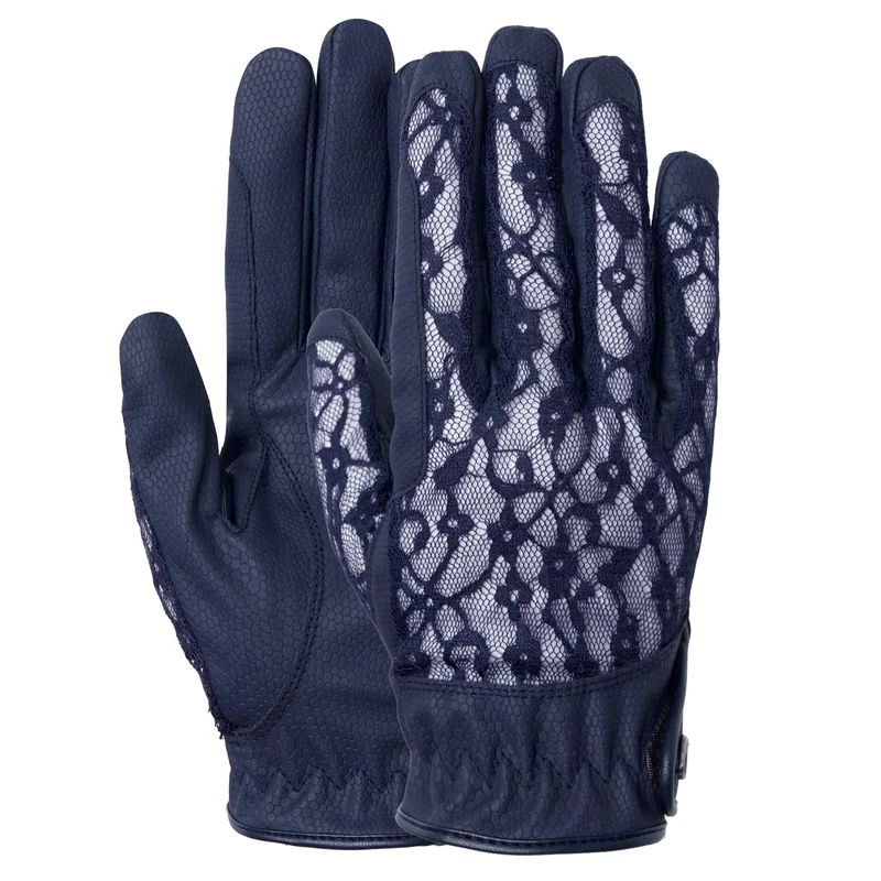 B Vertigo Women's Cooling Lace Riding Gloves - Dark Navy 1 B Vertigo Women's Cooling Lace Riding Gloves - Dark Navy