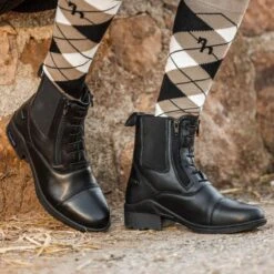 Horze Women's Kingston Paddock Boot W/Two Zip Front - Black -Roeckl Sales Store 670683 800 800